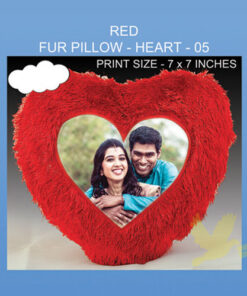 Red Fur Pillow Heart