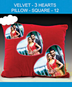 Velvet 3 Hearts Pillow square