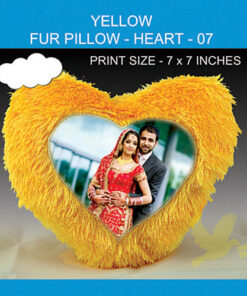 Heart Yellow Fur Pillow