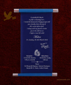 Scroll wedding cards blue color with box