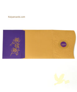 violet and gold color invitation personal cards