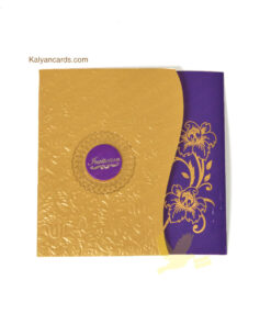 designer professional invitation cards violet and gold color