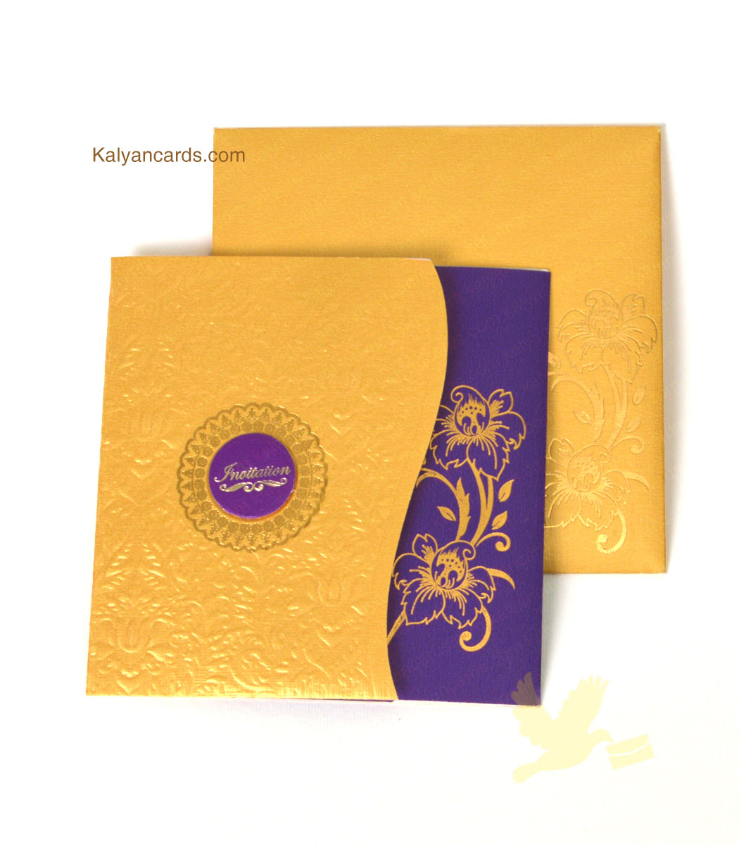 Personal Invitation Cards Gold Violet Pack Of 50 Kalyan Cards