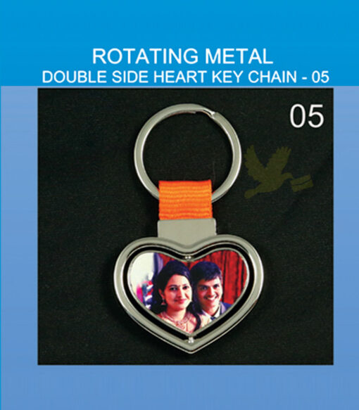 Rotating Metal Double side heart keychains
