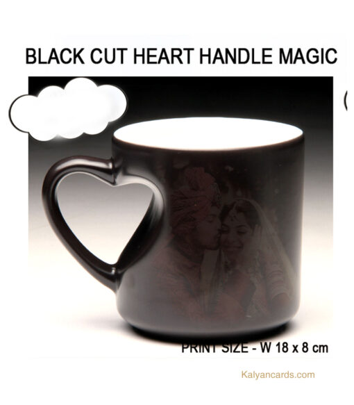 magic black heart handel mug with photos