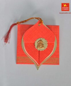 Red Shading Leaf Type Wedding Card in bangalore leaf cards