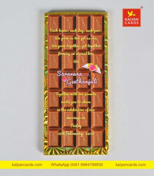 customized cadbury chocolate wedding card online design