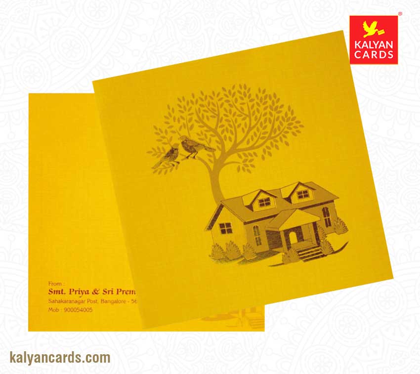 House warming ceremony invitation cards Yellow - Kalyan Cards