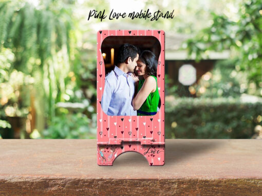 Pink Love mobile stand with your photos printing online