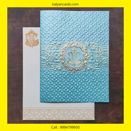 Blue hindu wedding cards